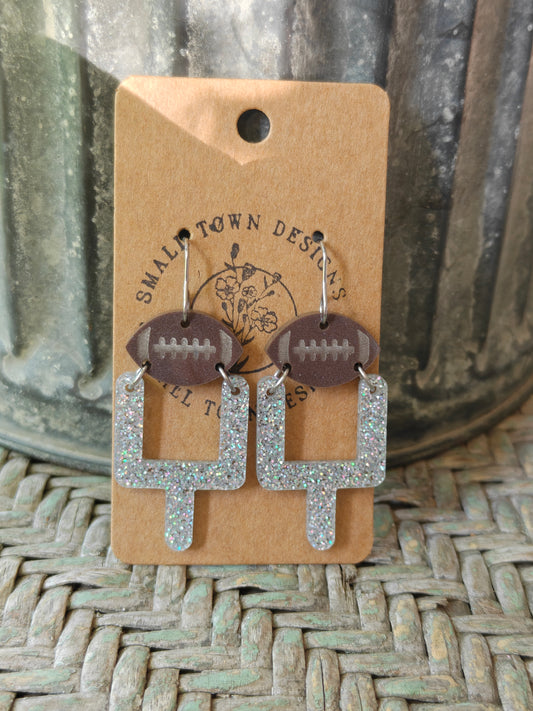 Silver Football Goal Post Earrings