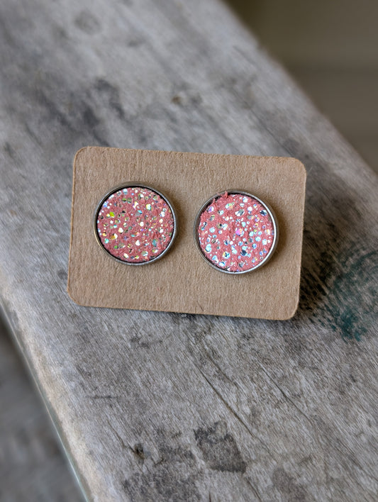 Coral Leather Studs