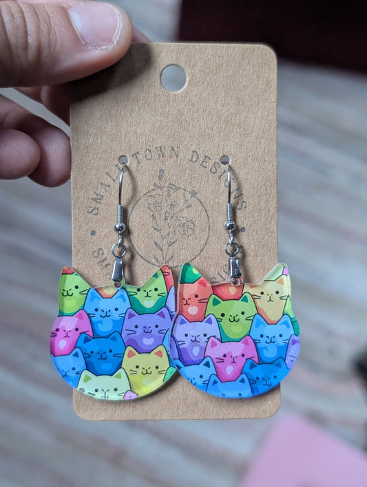Rainbow cat head dangles