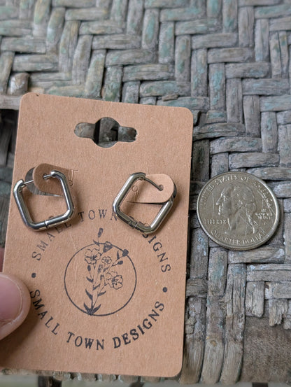 Silver Square Huggies