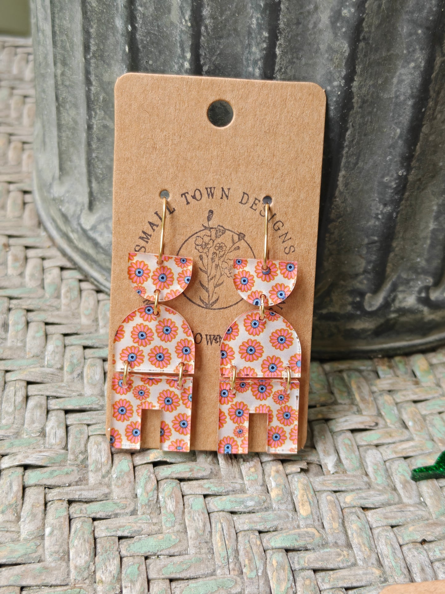 Geometric Boho Floral Dangles