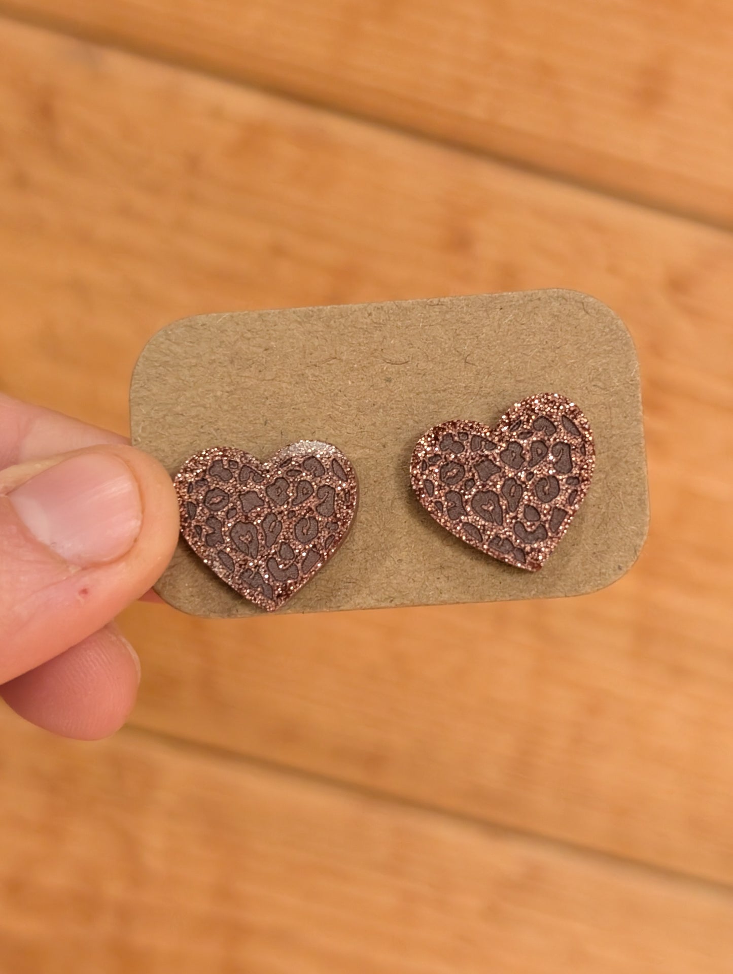 Large Leopard Heart Studs