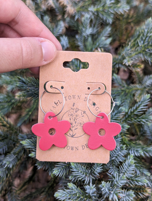 Coral Flower Hoops