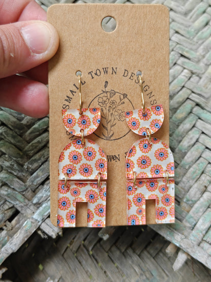 Geometric Boho Floral Dangles