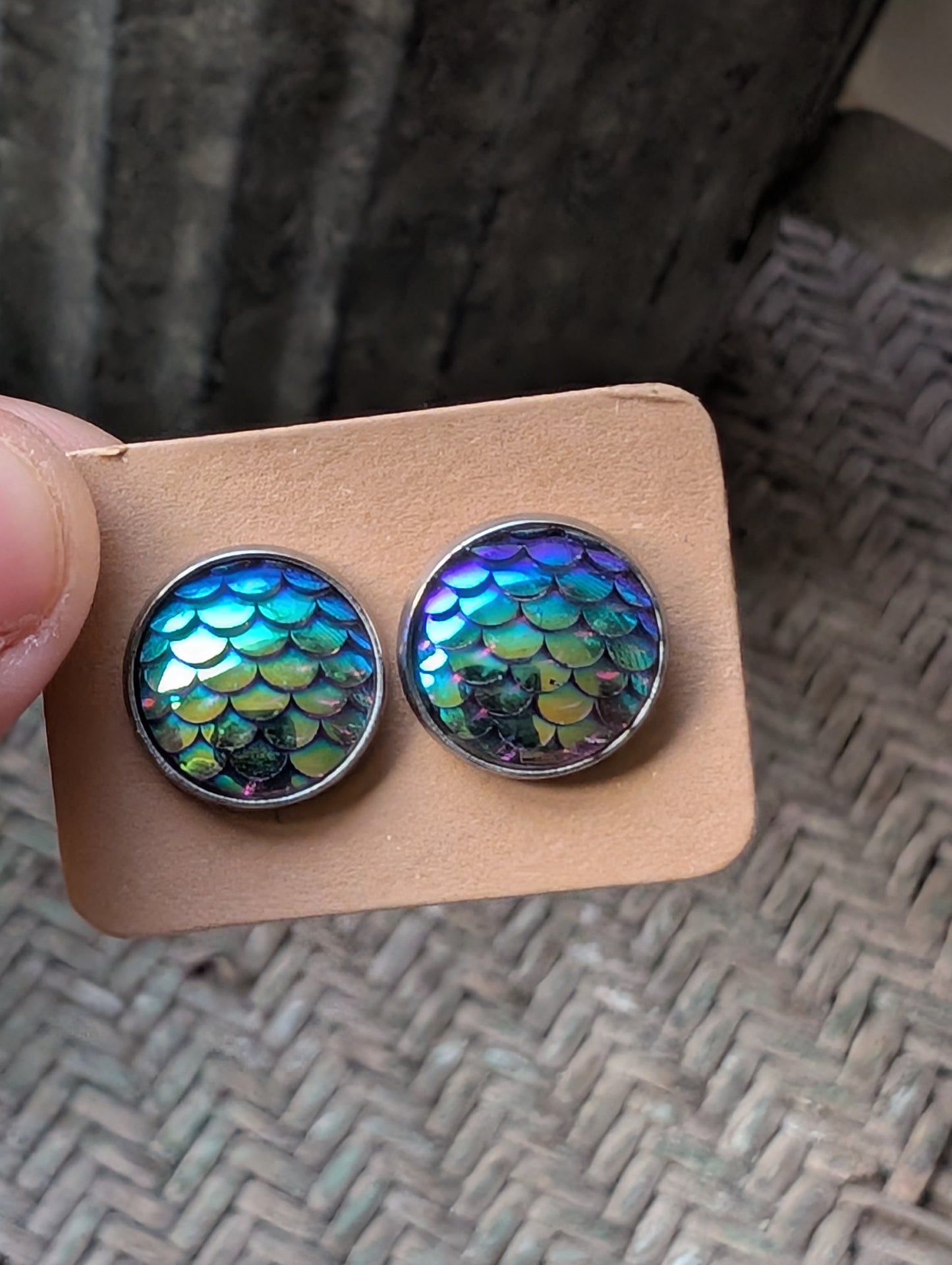 Purple/Green Mermaid Studs