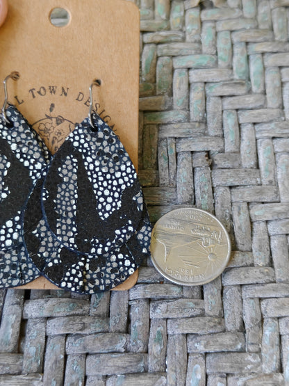 Fringe Black Snakeskin Teardrops