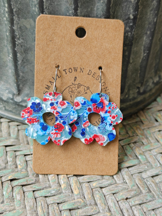 Americana Teal Flowers