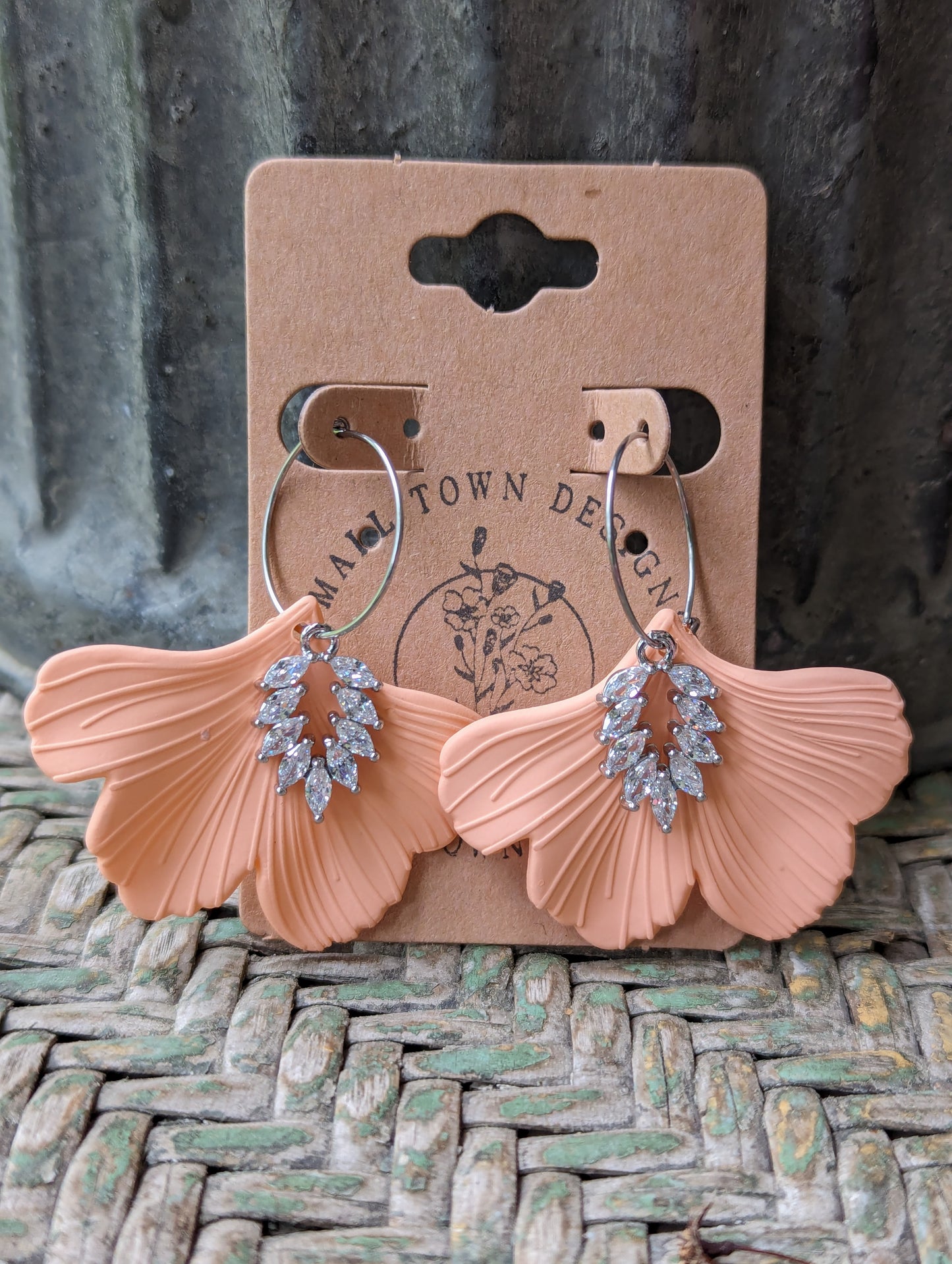 Peach Elegant Gingko Hoops