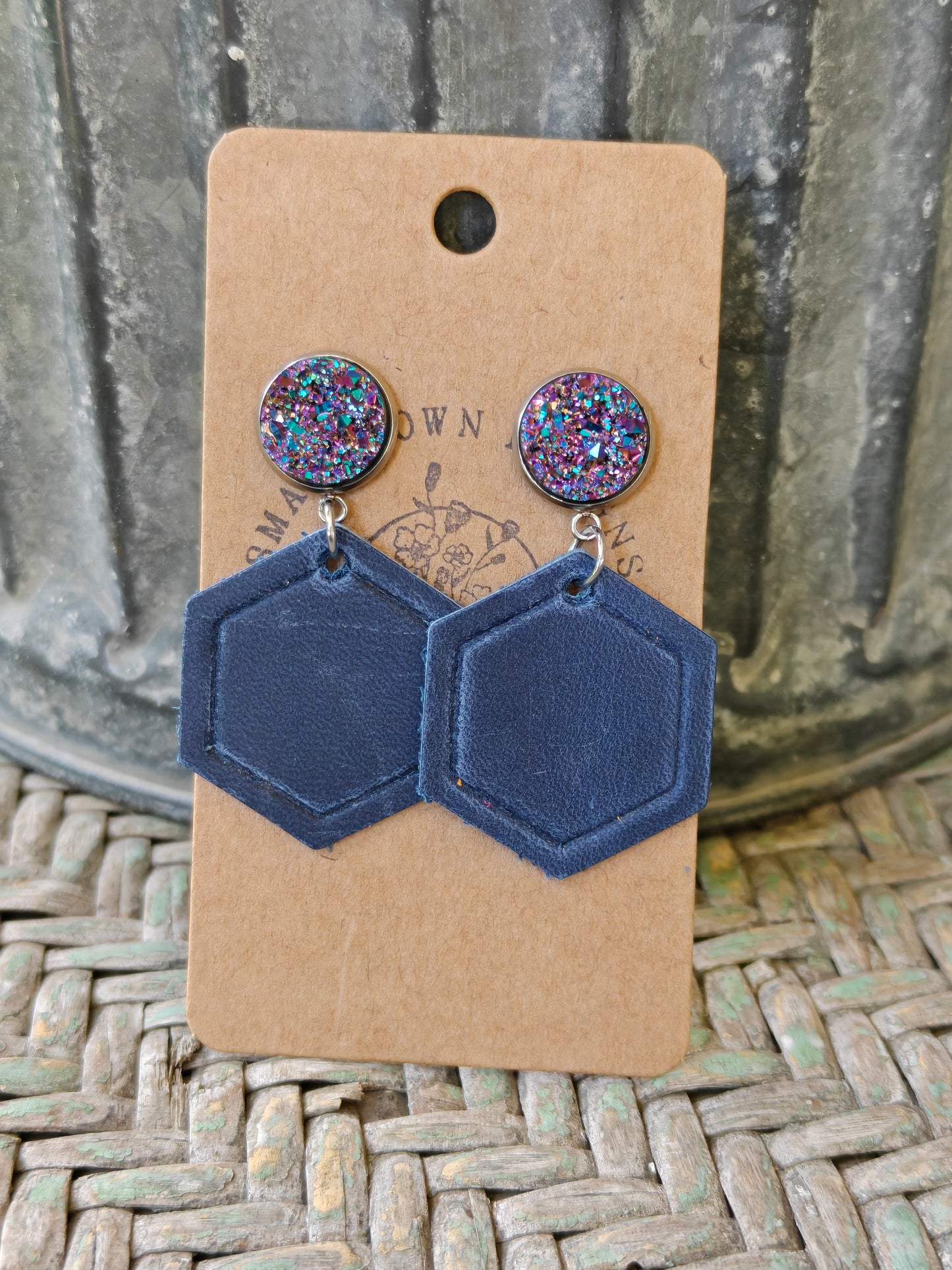 Druzy & Navy Hexagons