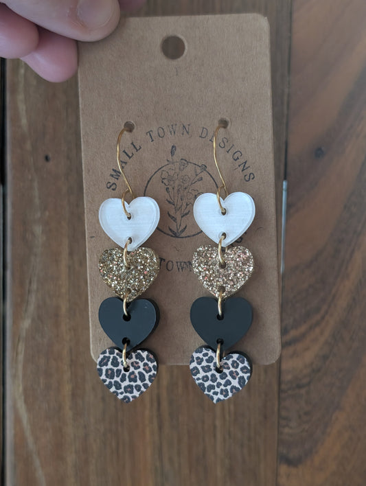 Neutral Leopard 4 Layered Hearts