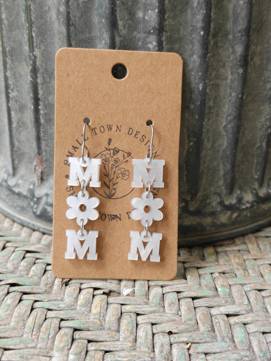 White Pearl Mom Earrings