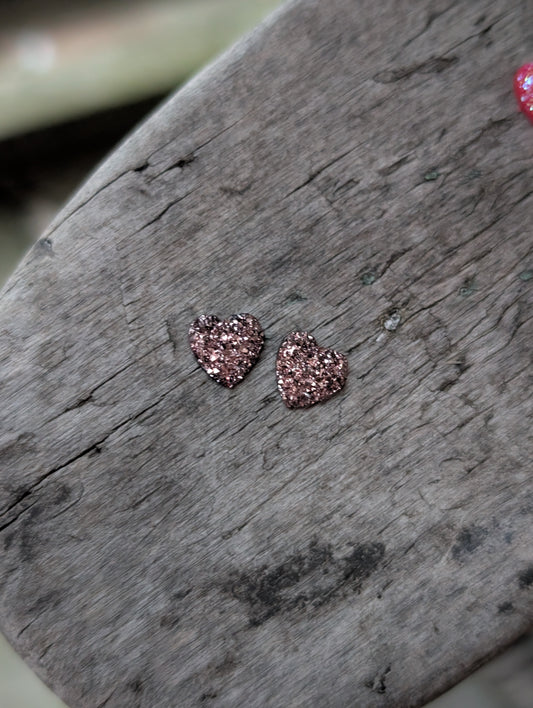 Mini Taupe Heart Studs