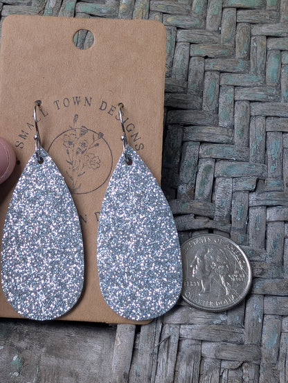 Fine Silver Glitter Teardrops