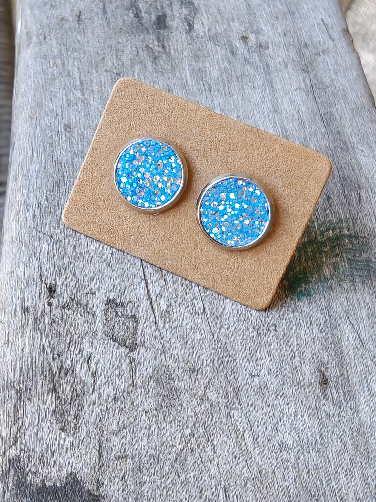 Blue Glittery Studs
