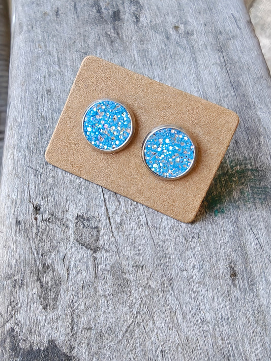 Blue Glittery Studs