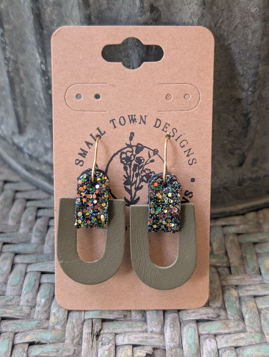 Olive Fall Glitter Dangles