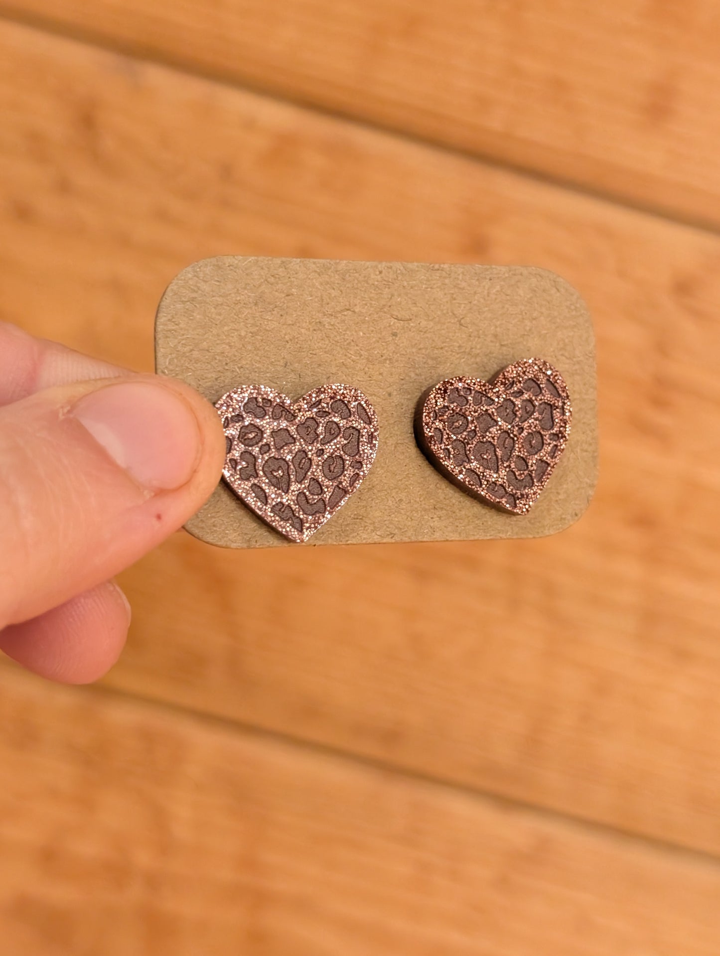Large Leopard Heart Studs