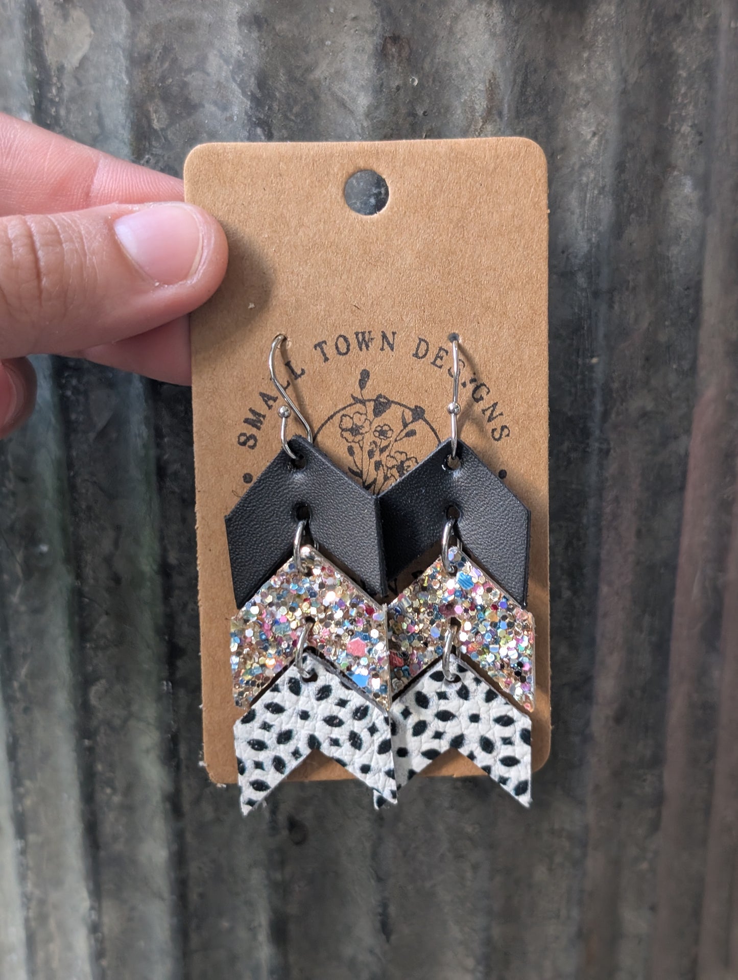 Black, Glitter, Boho Chevrons