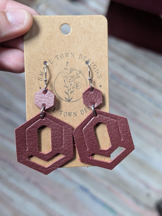 Metallic maroon hexagons