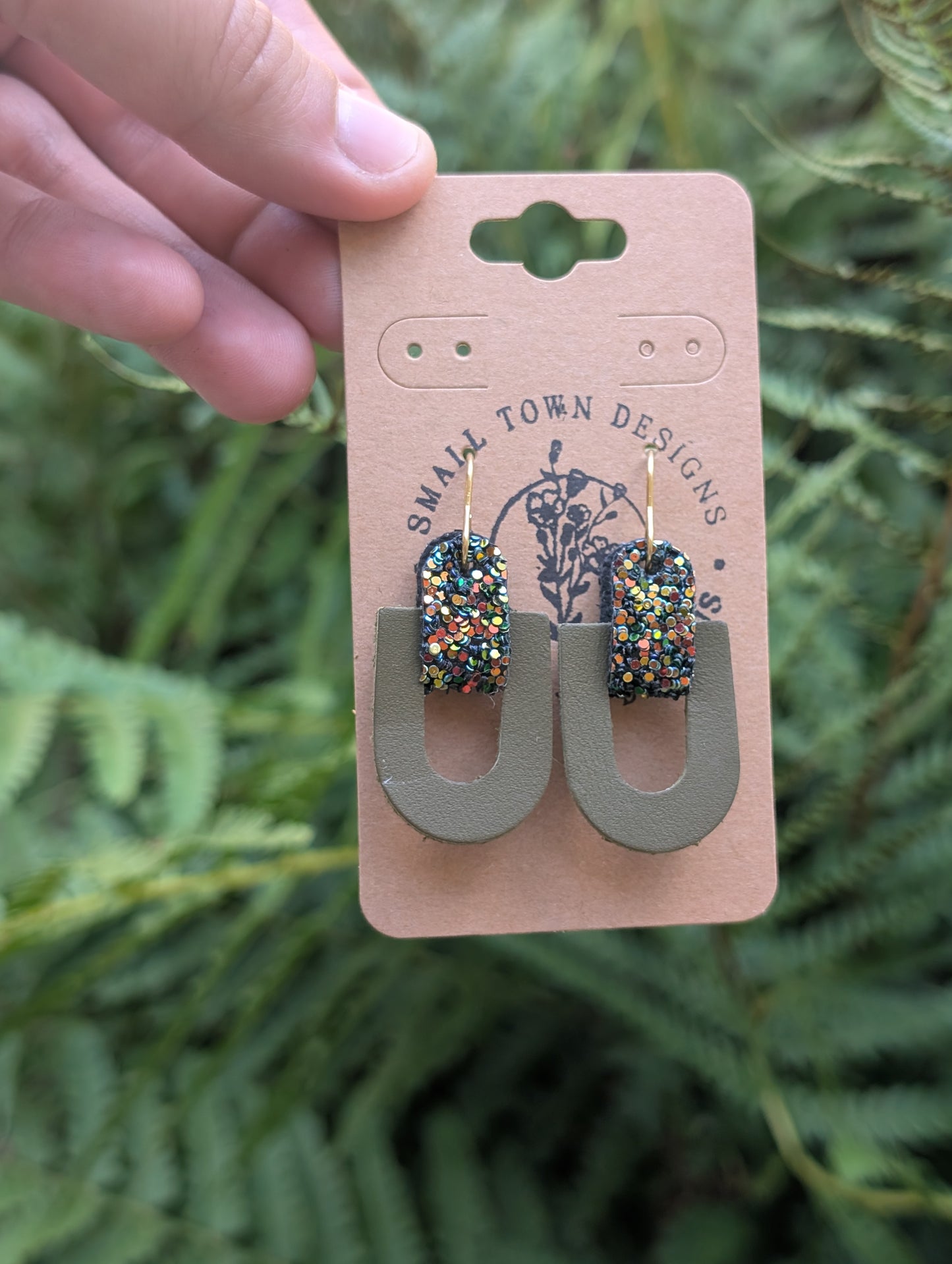 Olive Fall Glitter Dangles