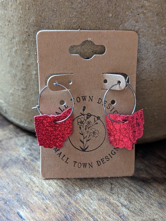 Metallic Red Ohio Hoops