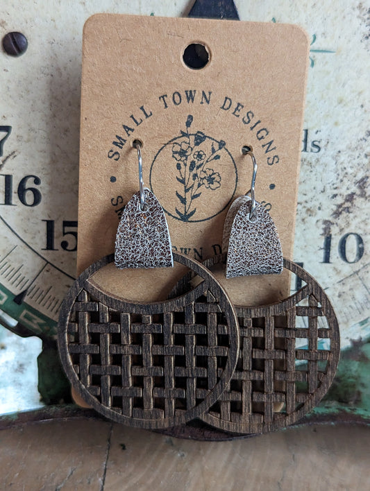 Taupe/Bronze Basket Weave Earrings