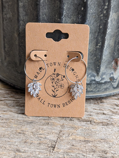 Rhinestone Feather Hoops