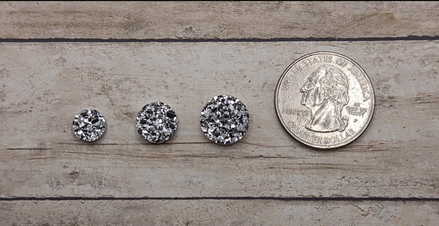 Silver Glitter Studs